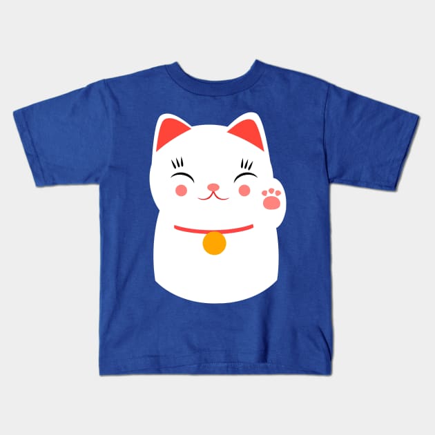 Lucky happy Japanese cat Kids T-Shirt by EuGeniaArt